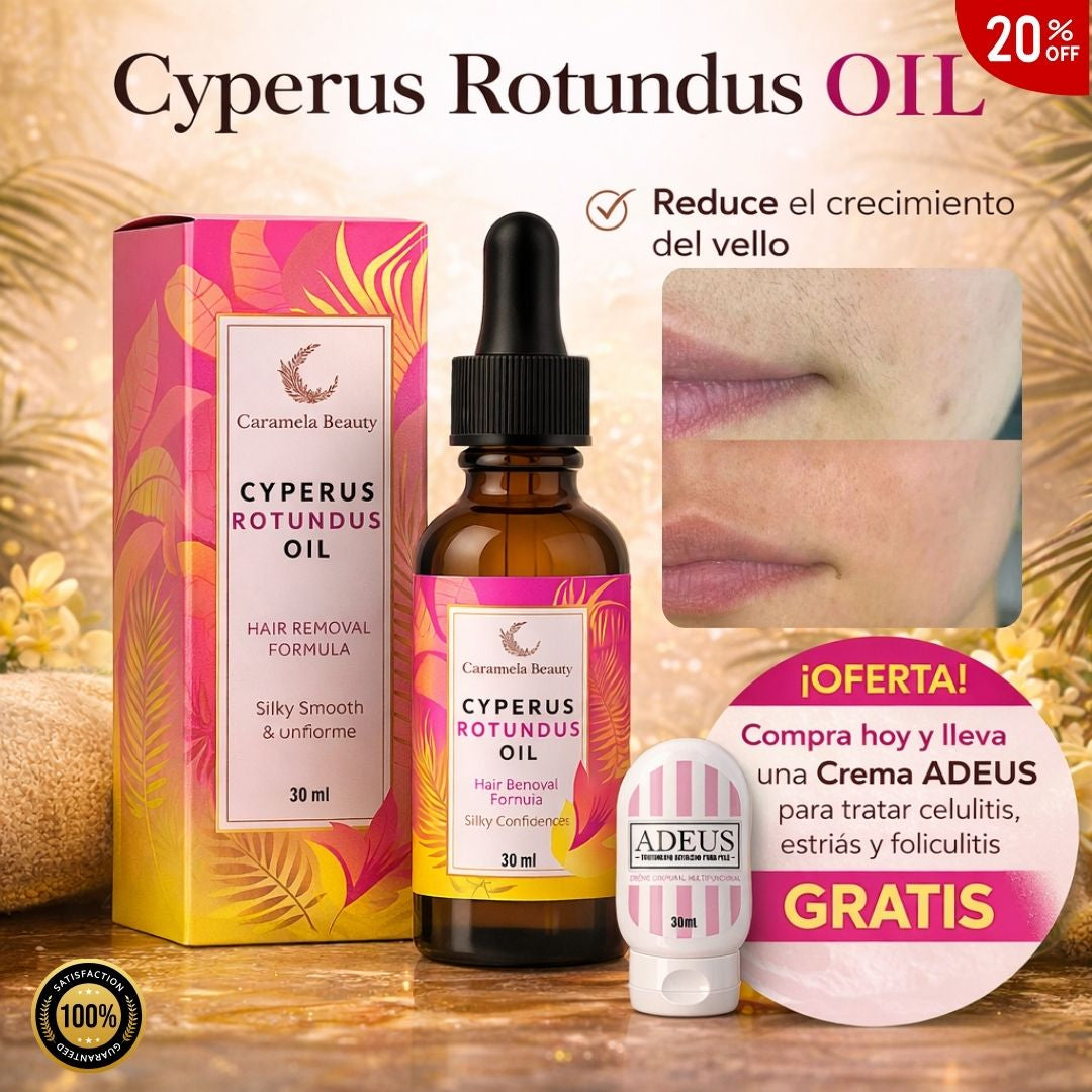 Cyperus Rotundus Oil 30ml Reduce la frecuencia de depilación de forma natural + Crema corporal de acción integral GRATIS