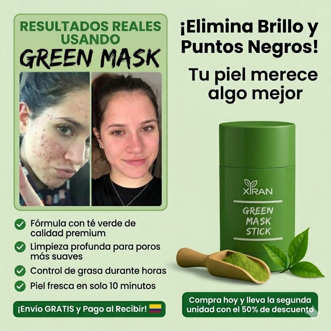 Green Mask | La forma más rápida y limpia de desintoxicar tus poros y controlar la grasa todo el día.