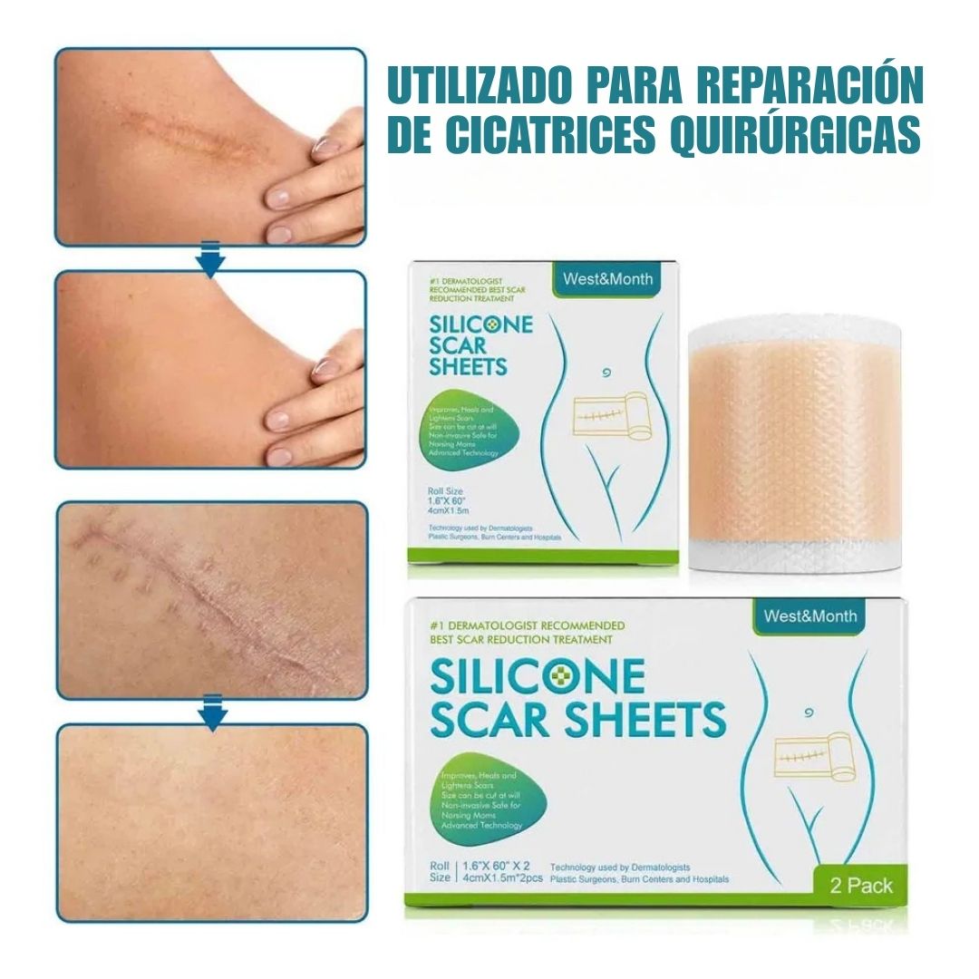 🧴 Silicone Scar | Cinta de Silicona Cicatrizante de Grado Médico – Reutilizable 1.5m - LLEVA GRATIS Parches Kinoki desintoxicantes