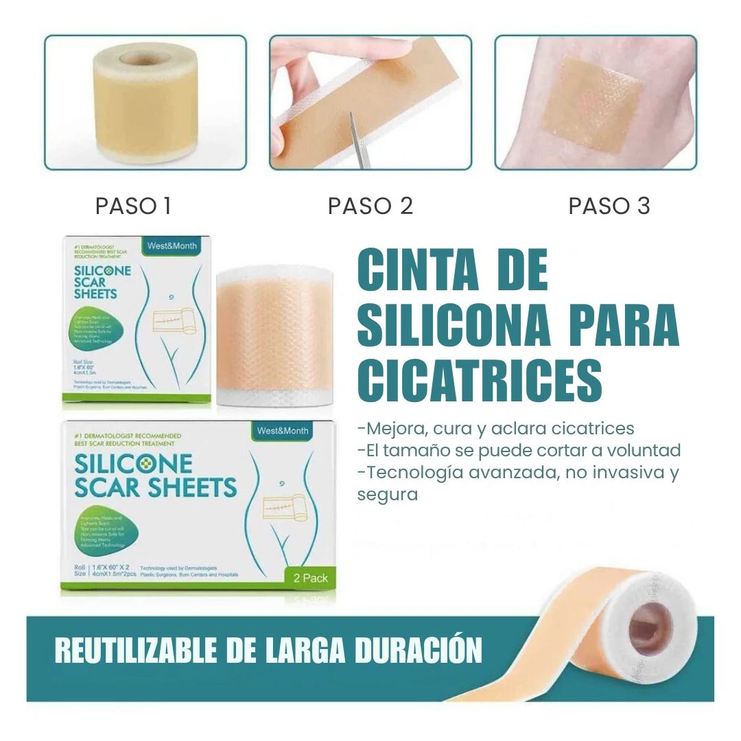 🧴 Silicone Scar | Cinta de Silicona Cicatrizante de Grado Médico – Reutilizable 1.5m - LLEVA GRATIS Parches Kinoki desintoxicantes