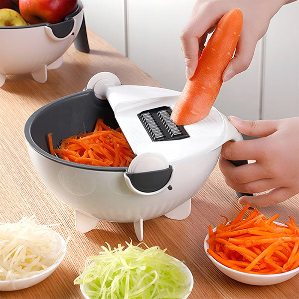Cortador - Rebanador de Verduras 9 en 1 con Cesta de Drenaje