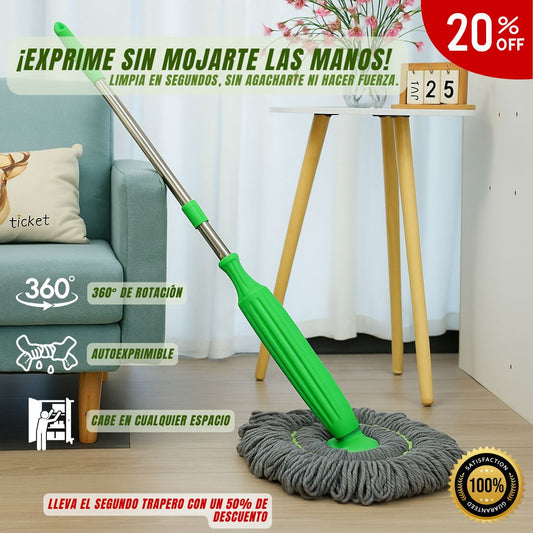✨Turbo Mopa Aklear™ – ¡Limpia sin esfuerzo, exprime sin tocar el agua!