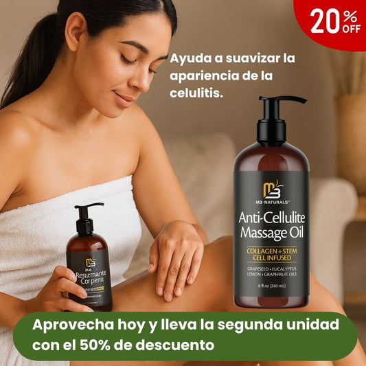 M3Naturals Celulitis Oil 250ml | Mejora visiblemente la textura de tu piel desde las primeras aplicaciones