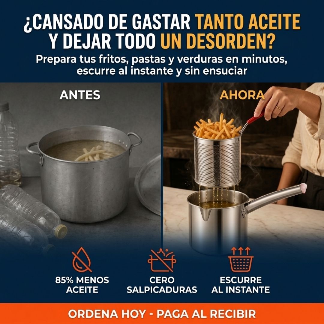 ¡Dile Adiós a la Montaña de Ollas! Fríe, Cocina Pasta, Blanquea Verduras y Escurre en un Solo Utensilio con Doratta Mini Fry