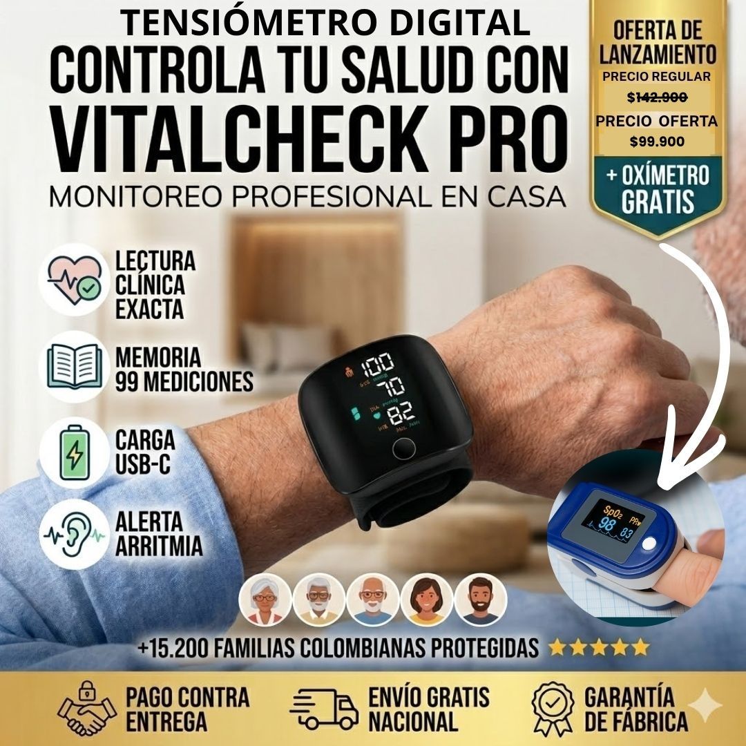 Combo VitalCheck Pro: Monitorea tu presión con precisión clínica en tu muñeca - Gratis Oxímetro