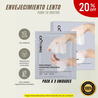 EternaGlow Collagen Mask – Tu secreto antiedad para una piel joven y radiante Pack X3 Unidades