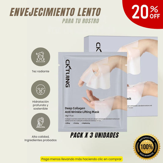 EternaGlow Collagen Mask – Tu secreto antiedad para una piel joven y radiante Pack X3 Unidades