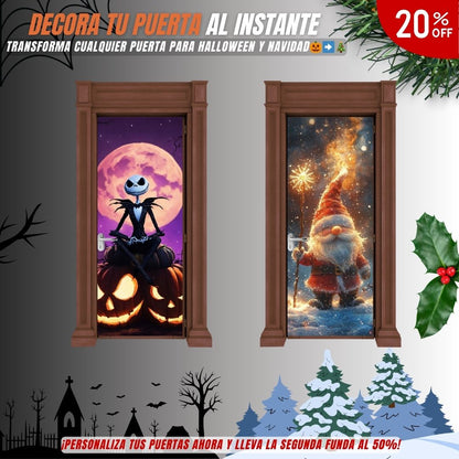 Fundas Cubrepuertas mágicas: decora tu hogar para Halloween y Navidad en segundos 50% de descuento en la segunda unidad