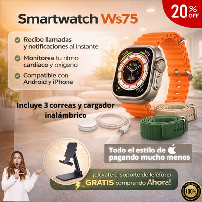 Smartwatch WS-75 Todo tu día bajo control, desde tu muñeca