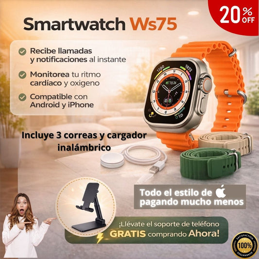 Smartwatch WS-75 Todo tu día bajo control, desde tu muñeca