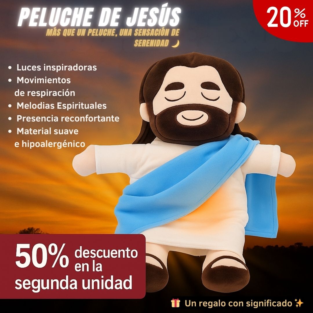 Jesús que Inspira Paz – Peluche con Luz y Respiración Realista