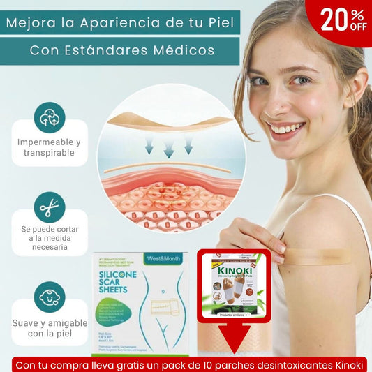 🧴 Silicone Scar | Cinta de Silicona Cicatrizante de Grado Médico – Reutilizable 1.5m - LLEVA GRATIS Parches Kinoki desintoxicantes