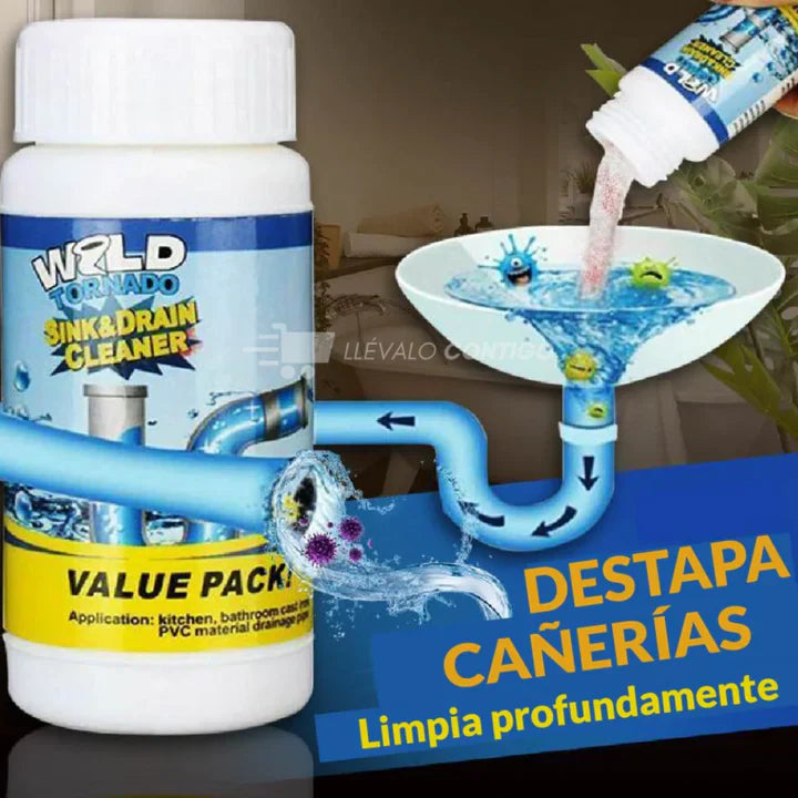 ¡COMBO DRENAJE DESTAPA Y MANTIENE!  1 Limpiador de desagüe Wild Tornado + 24 Palos Sani Stick