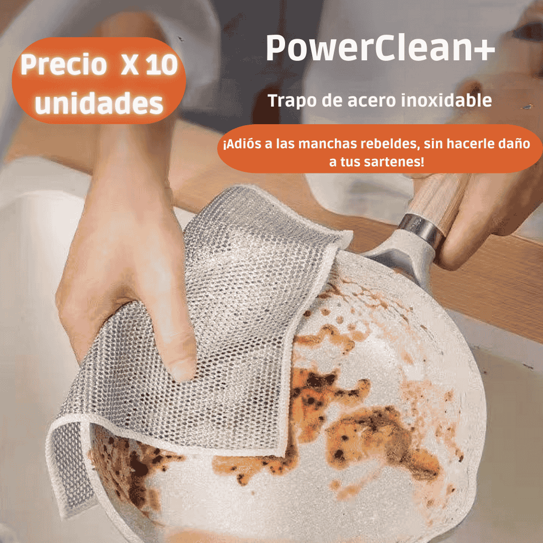 POWER CLEAN+ Trapo en Acero inoxidable X10 unidades