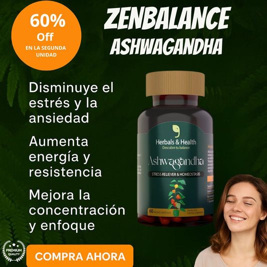 ZenBalance El Poder del Ashwagandha® + 60% OFF En la Segunda Unidad