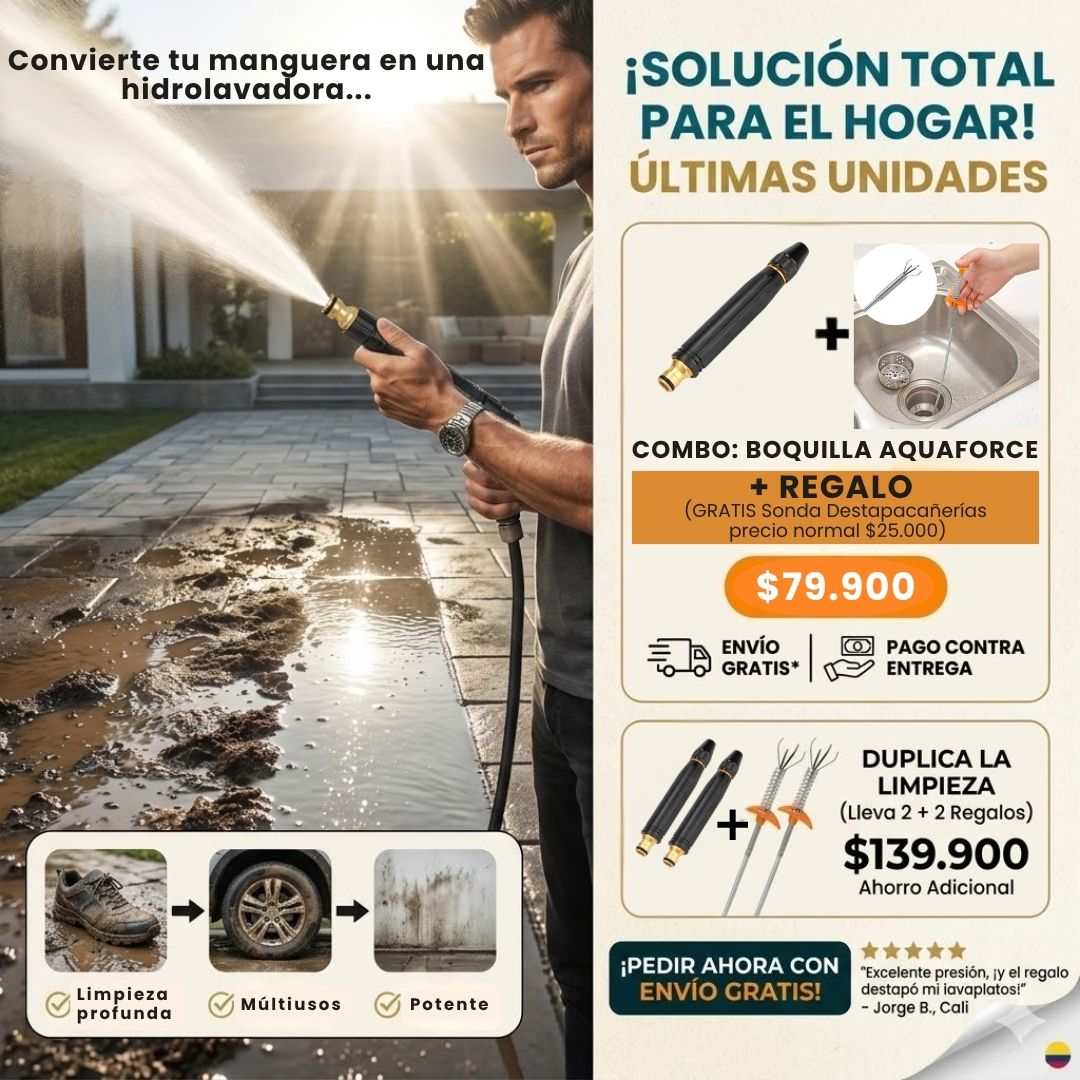 Boquilla Amplificadora de Fuerza Para Manguera + Sonda de 60cm destapa cañerías GRATIS