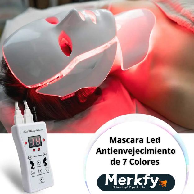 Máscara de Terapia de Luz LED Para Rostro y Cuello de 7 Colores