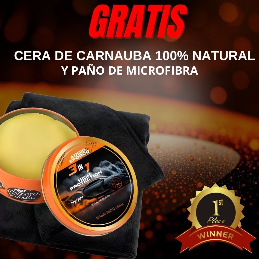 Combo Porcelanizado Premium: Cera 3 en 1 en Spray x 120 + Cera Carnauba en Pasta + Paño micro fibra